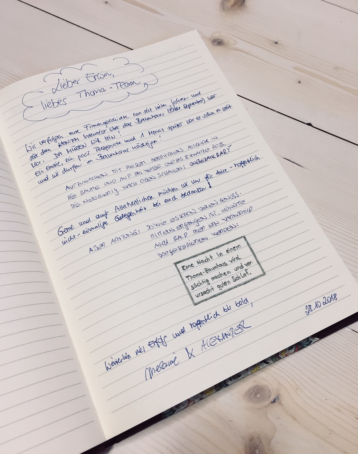 Wir freuen uns auf Ihre Rückmeldung in unserem Gästebuch! - Thoma Holz100