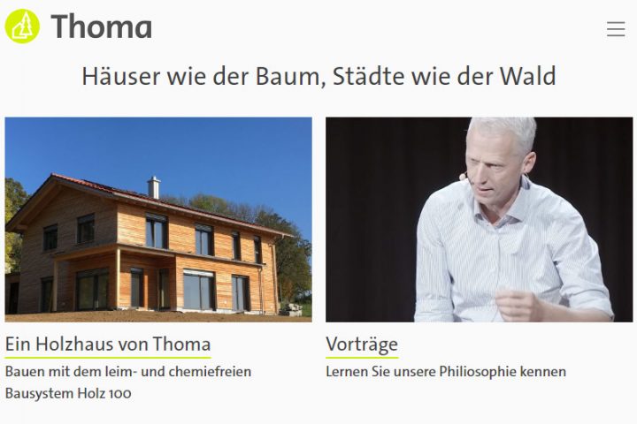 Screenshot Thoma Website - Homepage Relaunch - Thoma Holz100
